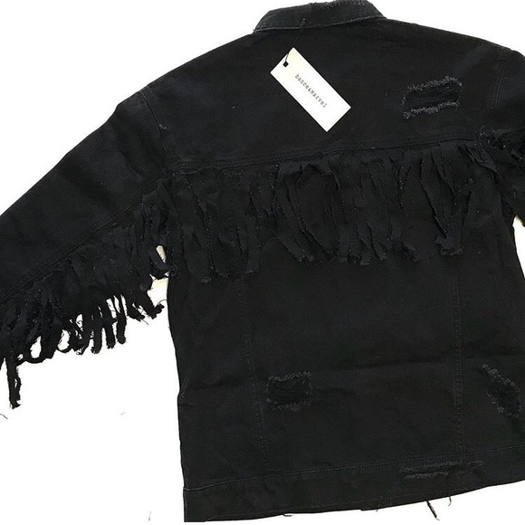 Dance & Marvel Jackets & Coats Nwt Dance Marvel Fringe Denim Jacket